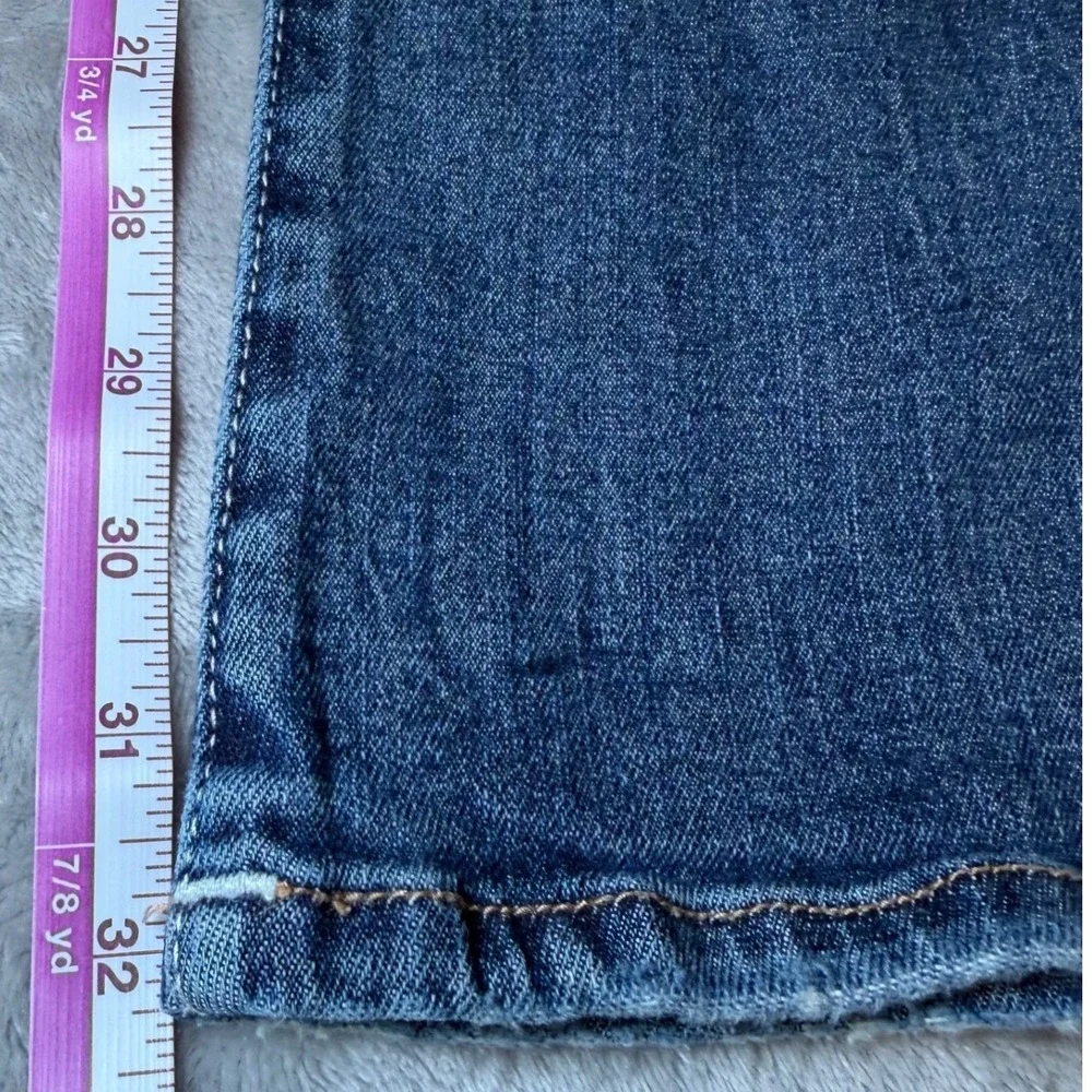 True Religion Mens Size 32 Ricky Relaxed Straight Jeans Distressed Flap Pockets